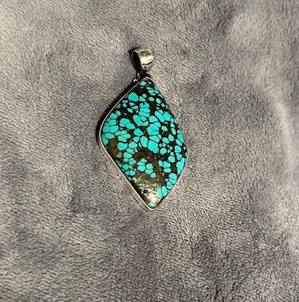 Spider Web Turquoise Sterling Silver Pendant