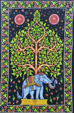 Hand Brushed Elephant under Bodhi Tree of Life 82x58