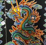 Hand Brush Painted Chinese Fire Dragon Tapestry Cotton