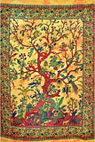 Tapestry Yellow Tree Of Life WalTree of Life Tapestry, Wall decor Hanging, Throw Tie Dye Hippie