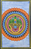 Hand Brush Painted Hamsa Hand Tapestry Hand of Fatima