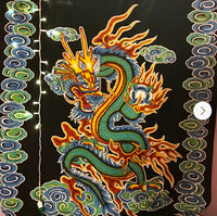 Hand Brush Painted Chinese Fire Dragon Tapestry Cotton