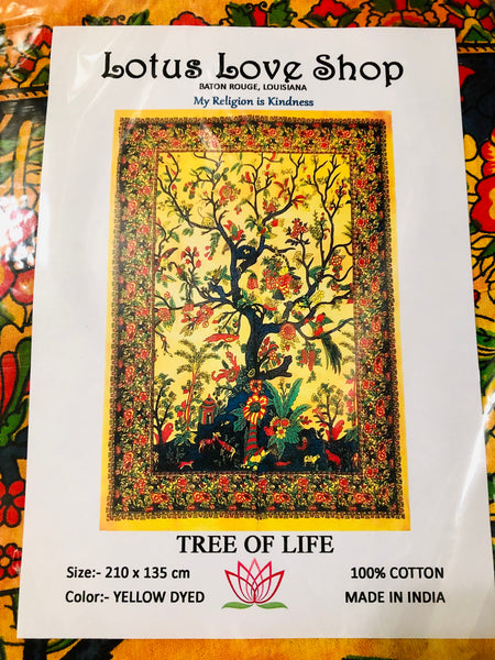 Tapestry Yellow Tree Of Life WalTree of Life Tapestry, Wall decor Hanging, Throw Tie Dye Hippie