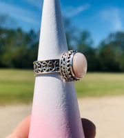 Sterling Silver .925 Pink Opal Ring