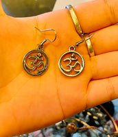 Om Silver Tone Earrings Large (press photo for variants)