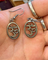 Om Silver Tone Earrings Large (press photo for variants)