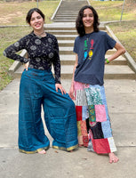 Patchwork Bell Bottom Pants Wide Leg