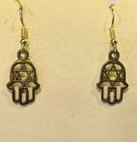 Hamsa with Star of David Hexagram Earrings Silver