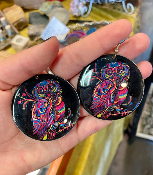 Lacquer Owl Earrings